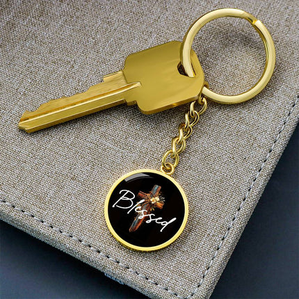 Inspiring Heart Cross Graphic Circle Keychain – Christian Gift for Women