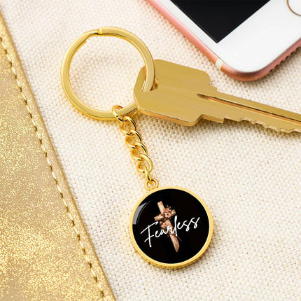 Inspiring Heart Cross Graphic Circle Keychain – Christian Gift for Women