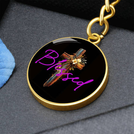 Inspiring Heart Cross Graphic Circle Keychain – Christian Gift for Women
