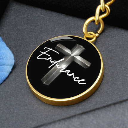Endurance Cross Circle Keychain – Christian Gift for Men