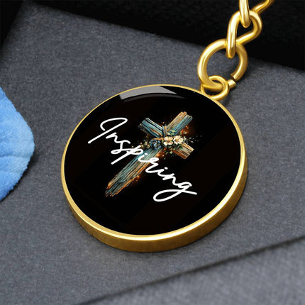 Inspiring Heart Cross Graphic Circle Keychain – Christian Gift for Women