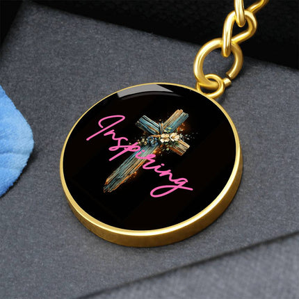 Inspiring Heart Cross Graphic Circle Keychain – Christian Gift for Women