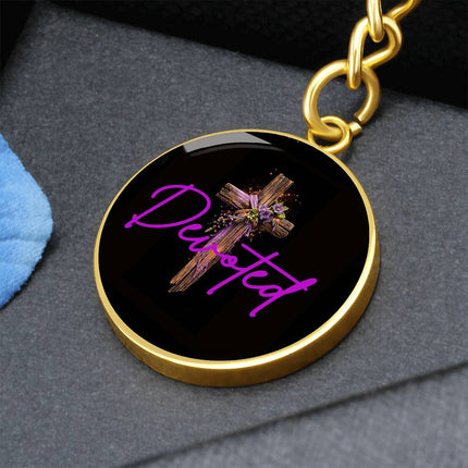 Inspiring Heart Cross Graphic Circle Keychain – Christian Gift for Women