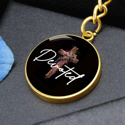 Inspiring Heart Cross Graphic Circle Keychain – Christian Gift for Women