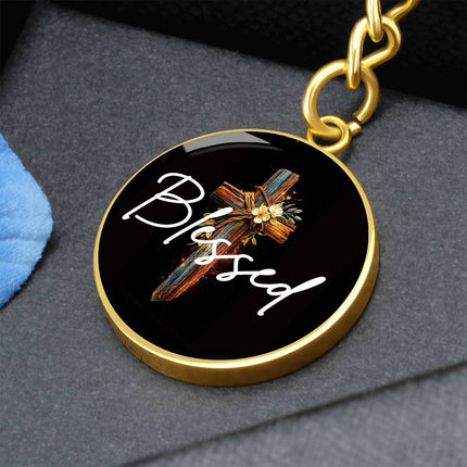 Inspiring Heart Cross Graphic Circle Keychain – Christian Gift for Women