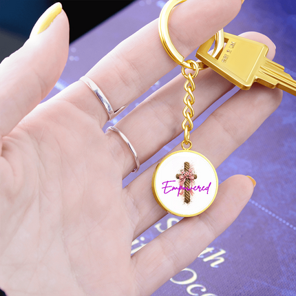 Empowered Flower Cross Christian Circle Keychain | Mother's Day Gift for Mom | Faith Gift