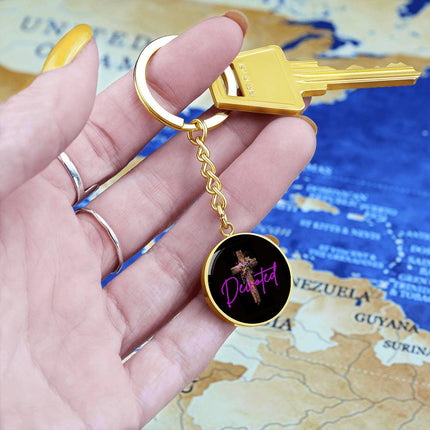 Inspiring Heart Cross Graphic Circle Keychain – Christian Gift for Women
