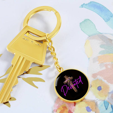 Inspiring Heart Cross Graphic Circle Keychain – Christian Gift for Women