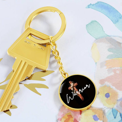 Inspiring Heart Cross Graphic Circle Keychain – Christian Gift for Women