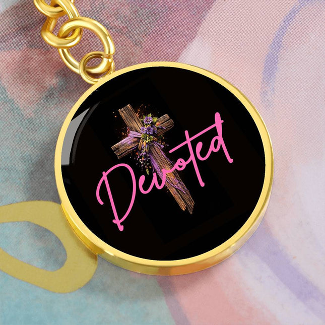 Inspiring Heart Cross Graphic Circle Keychain – Christian Gift for Women