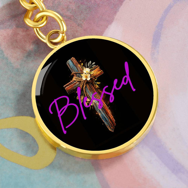 Inspiring Heart Cross Graphic Circle Keychain – Christian Gift for Women