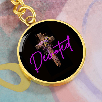 Inspiring Heart Cross Graphic Circle Keychain – Christian Gift for Women