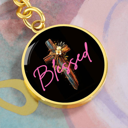 Inspiring Heart Cross Graphic Circle Keychain – Christian Gift for Women