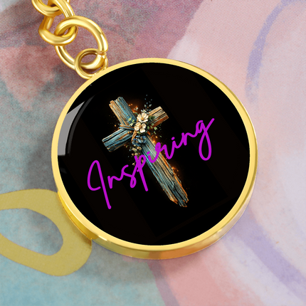 Inspiring Heart Cross Graphic Circle Keychain – Christian Gift for Women
