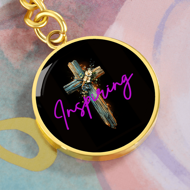 Inspiring Heart Cross Graphic Circle Keychain – Christian Gift for Women