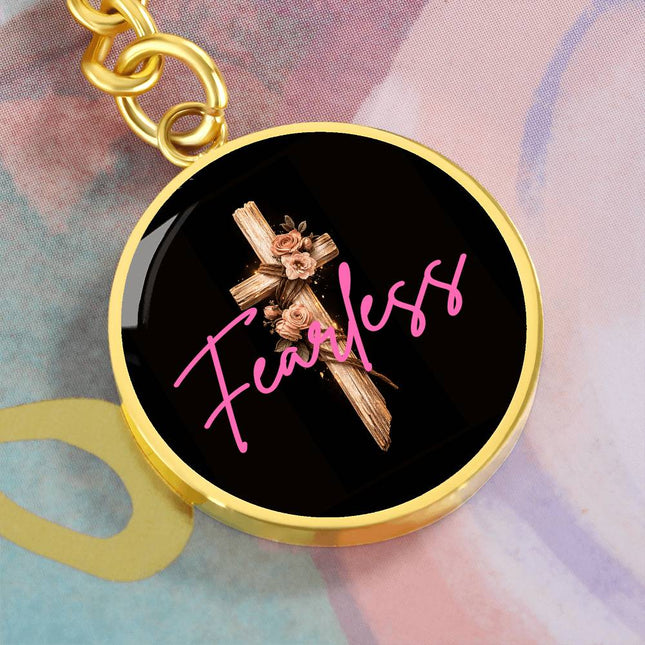 Inspiring Heart Cross Graphic Circle Keychain – Christian Gift for Women