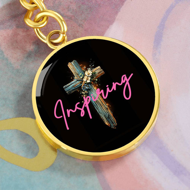 Inspiring Heart Cross Graphic Circle Keychain – Christian Gift for Women