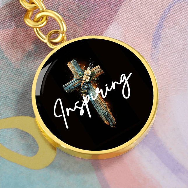 Inspiring Heart Cross Graphic Circle Keychain – Christian Gift for Women