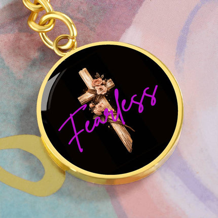 Inspiring Heart Cross Graphic Circle Keychain – Christian Gift for Women