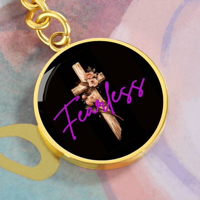 Inspiring Heart Cross Graphic Circle Keychain – Christian Gift for Women