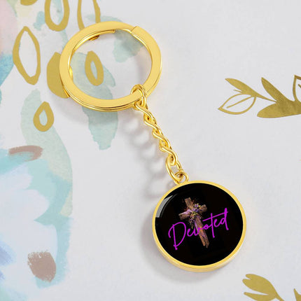 Inspiring Heart Cross Graphic Circle Keychain – Christian Gift for Women
