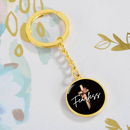 Inspiring Heart Cross Graphic Circle Keychain – Christian Gift for Women