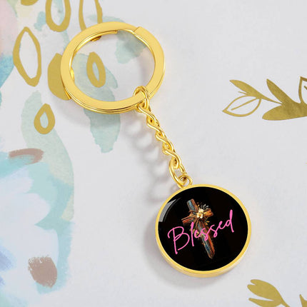 Inspiring Heart Cross Graphic Circle Keychain – Christian Gift for Women