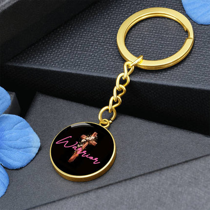 Inspiring Heart Cross Graphic Circle Keychain – Christian Gift for Women