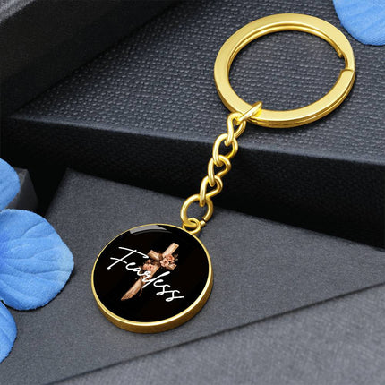 Inspiring Heart Cross Graphic Circle Keychain – Christian Gift for Women