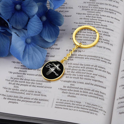 Endurance Cross Circle Keychain – Christian Gift for Men