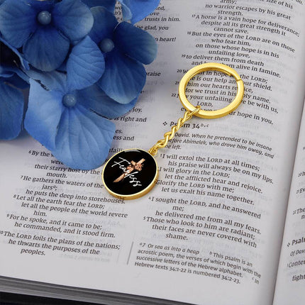 Inspiring Heart Cross Graphic Circle Keychain – Christian Gift for Women
