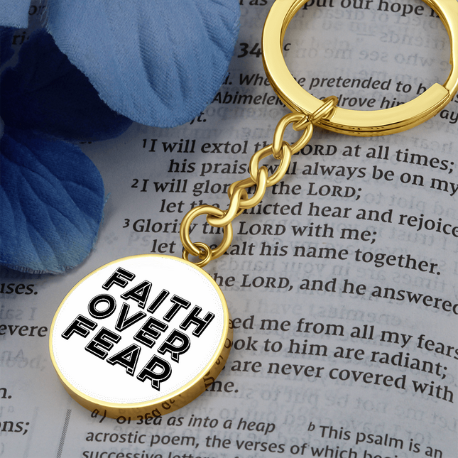 Faith Over Fear Circle Keychain – Christian Gift for Women