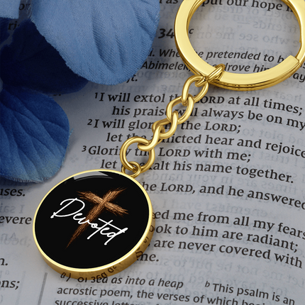 Devoted Cross Circle Keychain – Christian Gift for Men