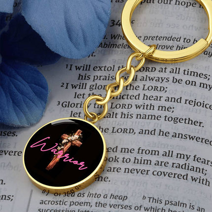 Inspiring Heart Cross Graphic Circle Keychain – Christian Gift for Women