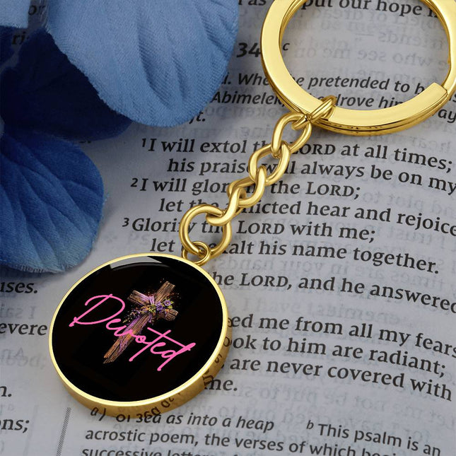 Devoted Purple Cross | Christian Keychain | Gift for Her