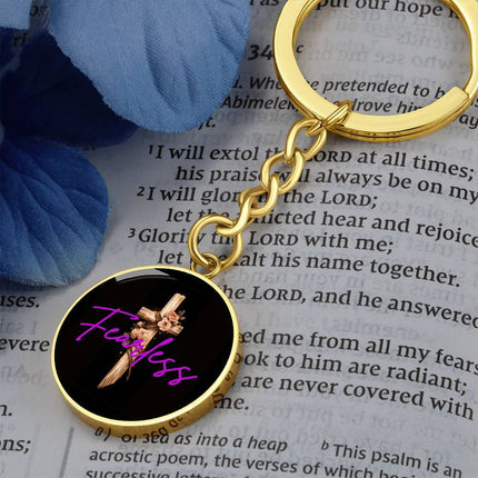 Inspiring Heart Cross Graphic Circle Keychain – Christian Gift for Women