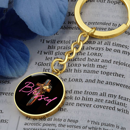 Inspiring Heart Cross Graphic Circle Keychain – Christian Gift for Women