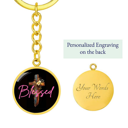 Inspiring Heart Cross Graphic Circle Keychain – Christian Gift for Women
