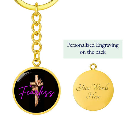 Inspiring Heart Cross Graphic Circle Keychain – Christian Gift for Women