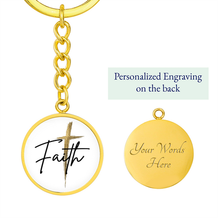 Faith Cross Gold Christian Keychain | Graphic Circle Keychain Gift