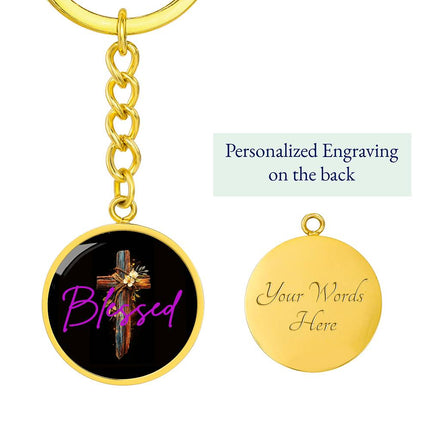 Inspiring Heart Cross Graphic Circle Keychain – Christian Gift for Women
