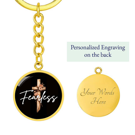 Inspiring Heart Cross Graphic Circle Keychain – Christian Gift for Women