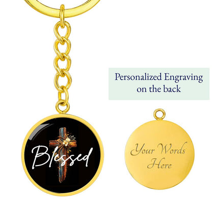 Inspiring Heart Cross Graphic Circle Keychain – Christian Gift for Women