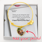 18k Yellow Gold Finish Heart Pendant Bangle / No
